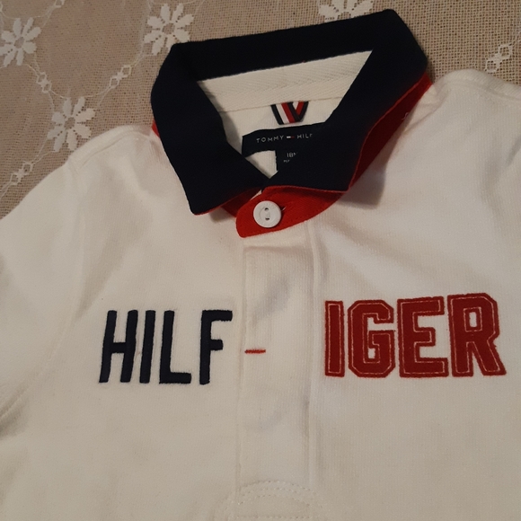 Boys Tommy Hilfiger Shirt, Long Sleeves, Red, White,Dark Blue, Gray, Size 18M - Picture 4 of 15